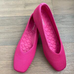 Vivaia Margot Slip-On Square Toe Ballet Flats Bold Pink Sz 41.5
